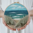 Felted Sky Painting With Wool Beach View