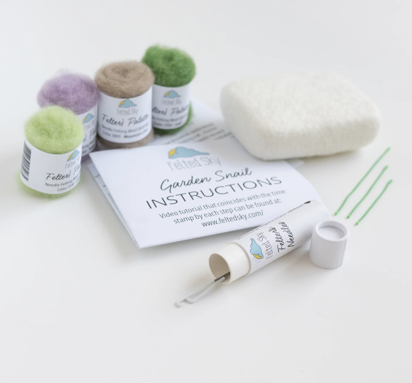 Felted Sky Garden Snail Mini Needle Felting Kit